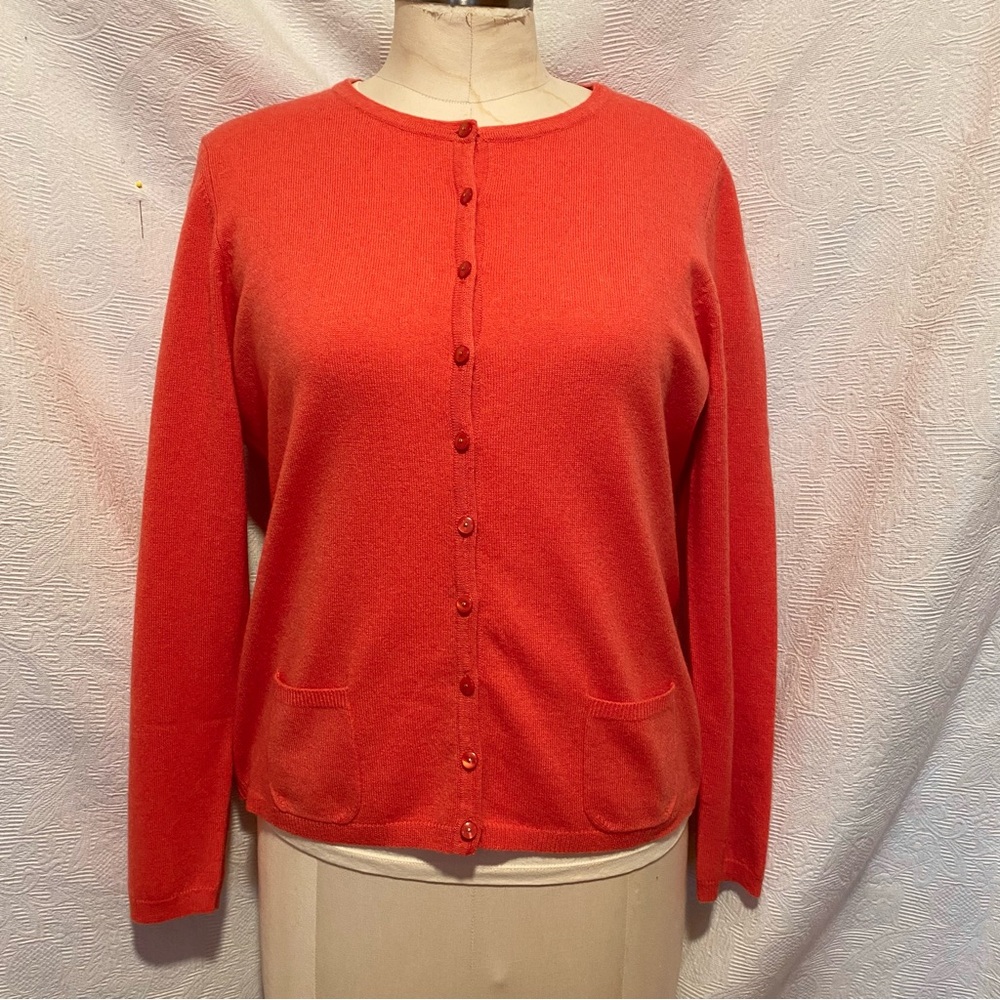 Pure Cashmere melon light weight cardigan.